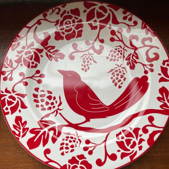 4 Pier 1 8 inch Red Bird Salad Plates. - Picture 4 of 6